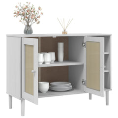 vidaXL Sideboard SENJA Rattan Look White 112x40x80cm Solid Wood Pine 4