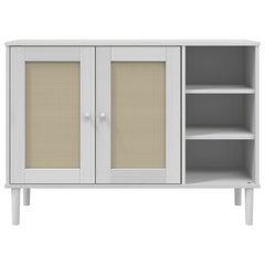 vidaXL Sideboard SENJA Rattan Look White 112x40x80cm Solid Wood Pine 5