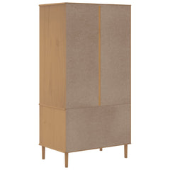 Wardrobe "SENJA" Rattan Look 90x55x175 cm Solid Wood Pine Brown