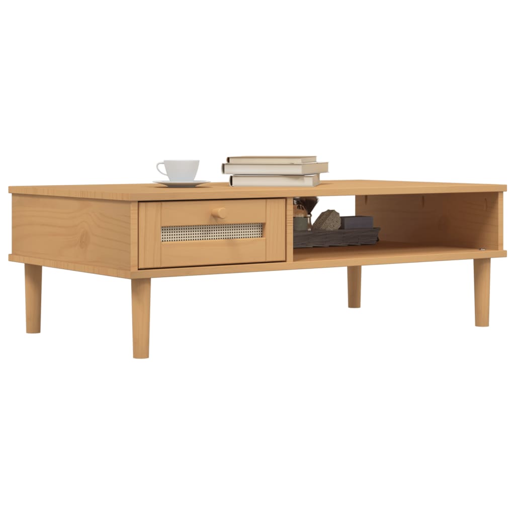 vidaXL Coffee Table SENJA Rattan Look Brown 100x55x33 cm Solid Wood 3