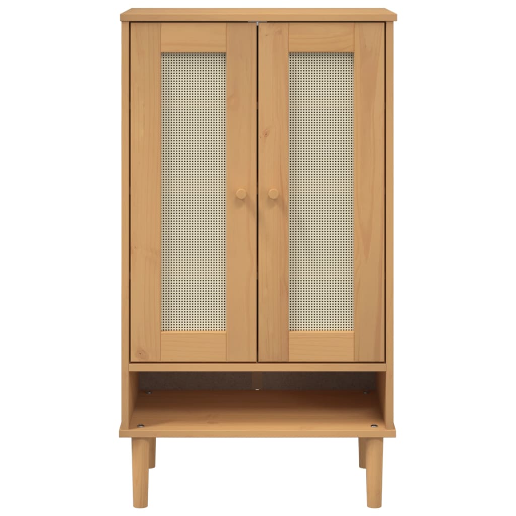 vidaXL Shoe Cabinet SENJA Rattan Look Brown 59.5x35x107 cm Solid Wood 4