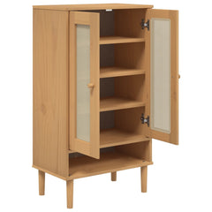 vidaXL Shoe Cabinet SENJA Rattan Look Brown 59.5x35x107 cm Solid Wood 5