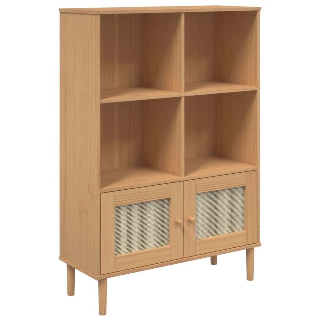 vidaXL Bookcase SENJA Rattan Look Brown 90x35x130 cm Solid Wood Pine 2