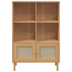 vidaXL Bookcase SENJA Rattan Look Brown 90x35x130 cm Solid Wood Pine 5