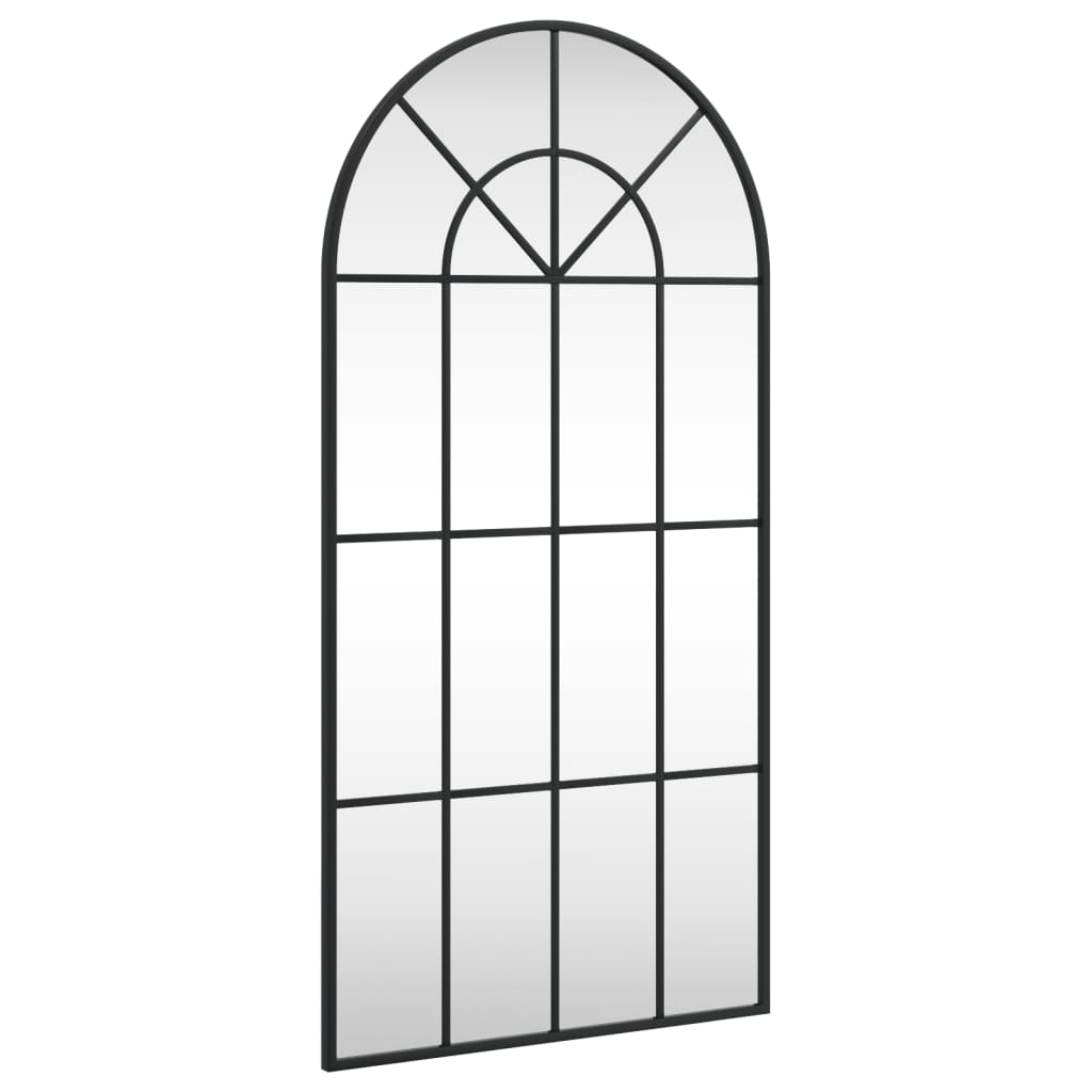 vidaXL Wall Mirror Black 50x100 cm Arch Iron 2