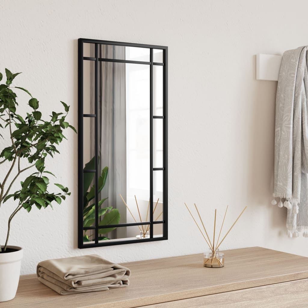 vidaXL Wall Mirror Black 30x60 cm Rectangle Iron 1