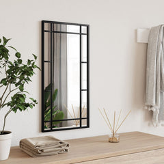 vidaXL Wall Mirror Black 30x60 cm Rectangle Iron 1
