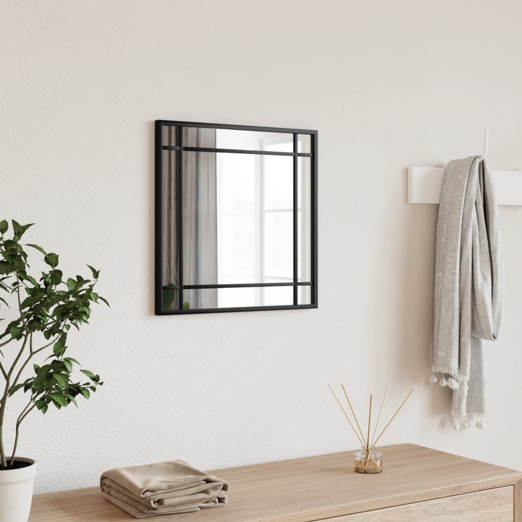 vidaXL Wall Mirror Black 40x40 cm Square Iron 1