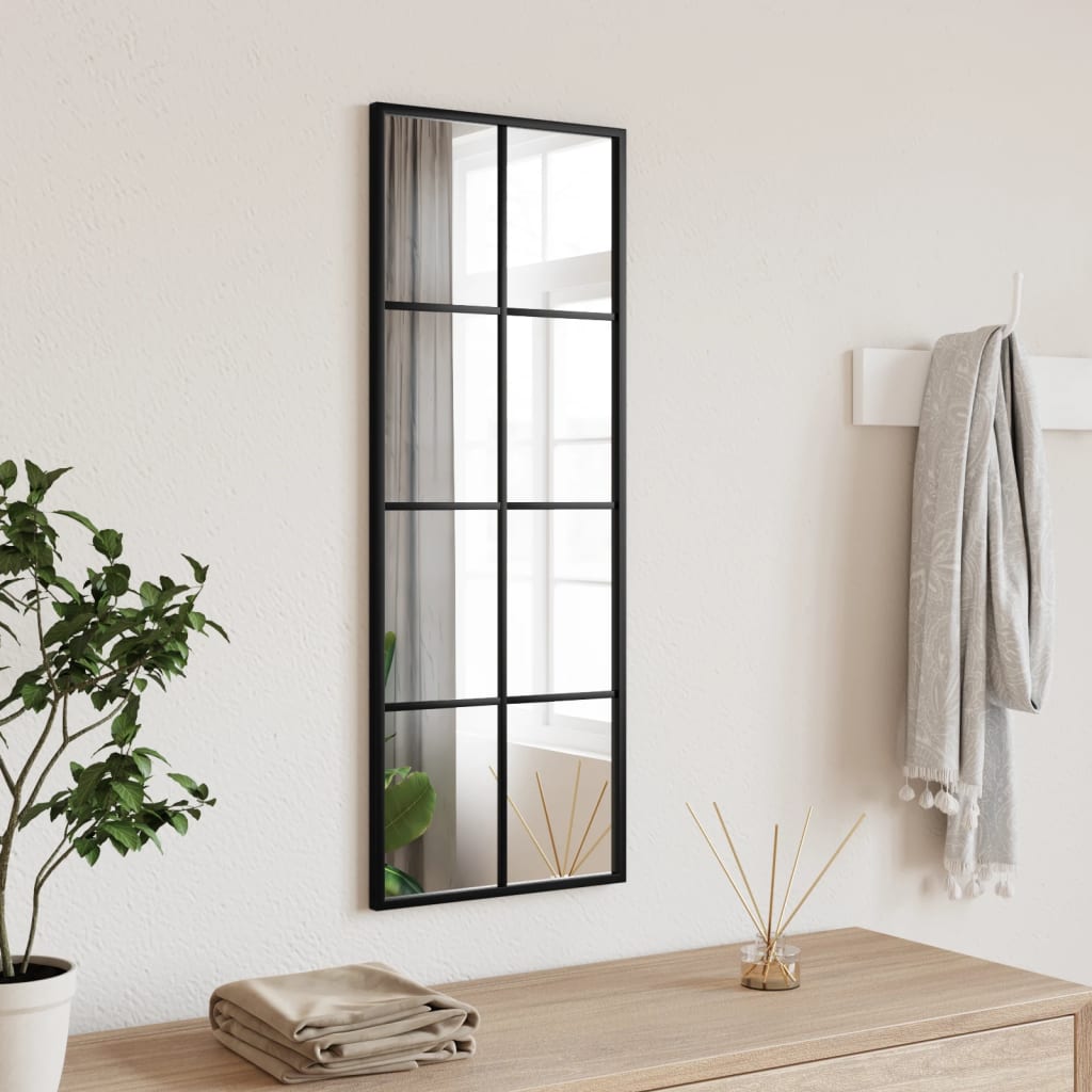 vidaXL Wall Mirror Black 30x80 cm Rectangle Iron 1