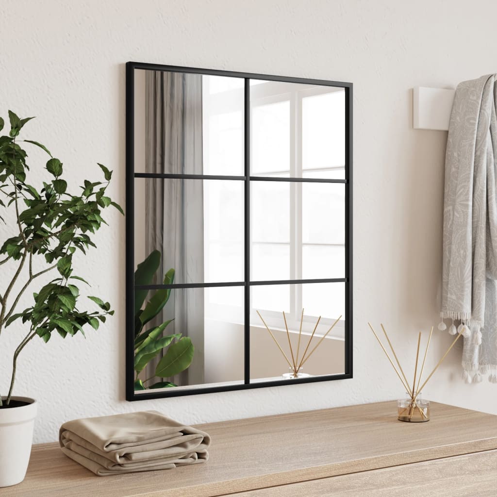 vidaXL Wall Mirror Black Metal Length 60 cm