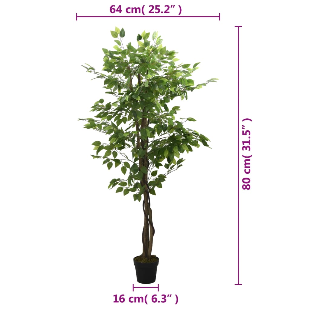 vidaXL Artificial Ficus Tree 378 Leaves 80 cm Green 5