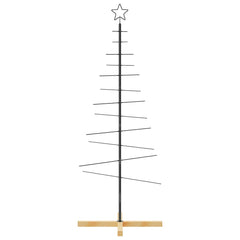 vidaXL Metal Christmas Tree with Wooden Base Black 150 cm 3