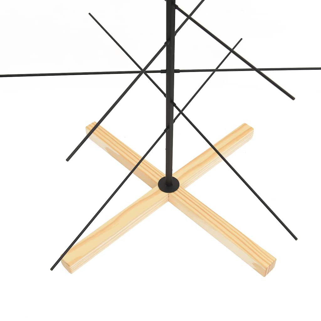 vidaXL Metal Christmas Tree with Wooden Base Black 150 cm 6