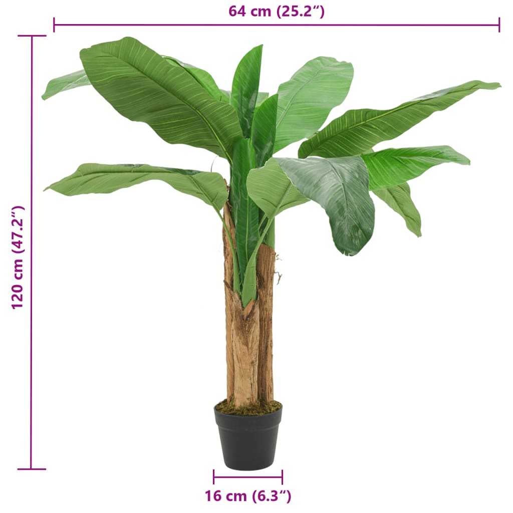 vidaXL Artificial Banana Tree 9 Leaves 120 cm Green 4