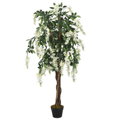 Artificial Wisteria Tree Leaves Green White