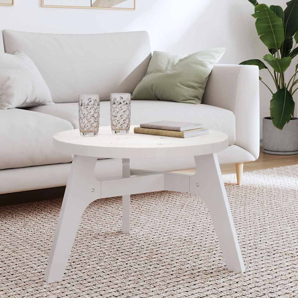 vidaXL Table Top Round White Ø60x3 cm Solid Wood Pine 1