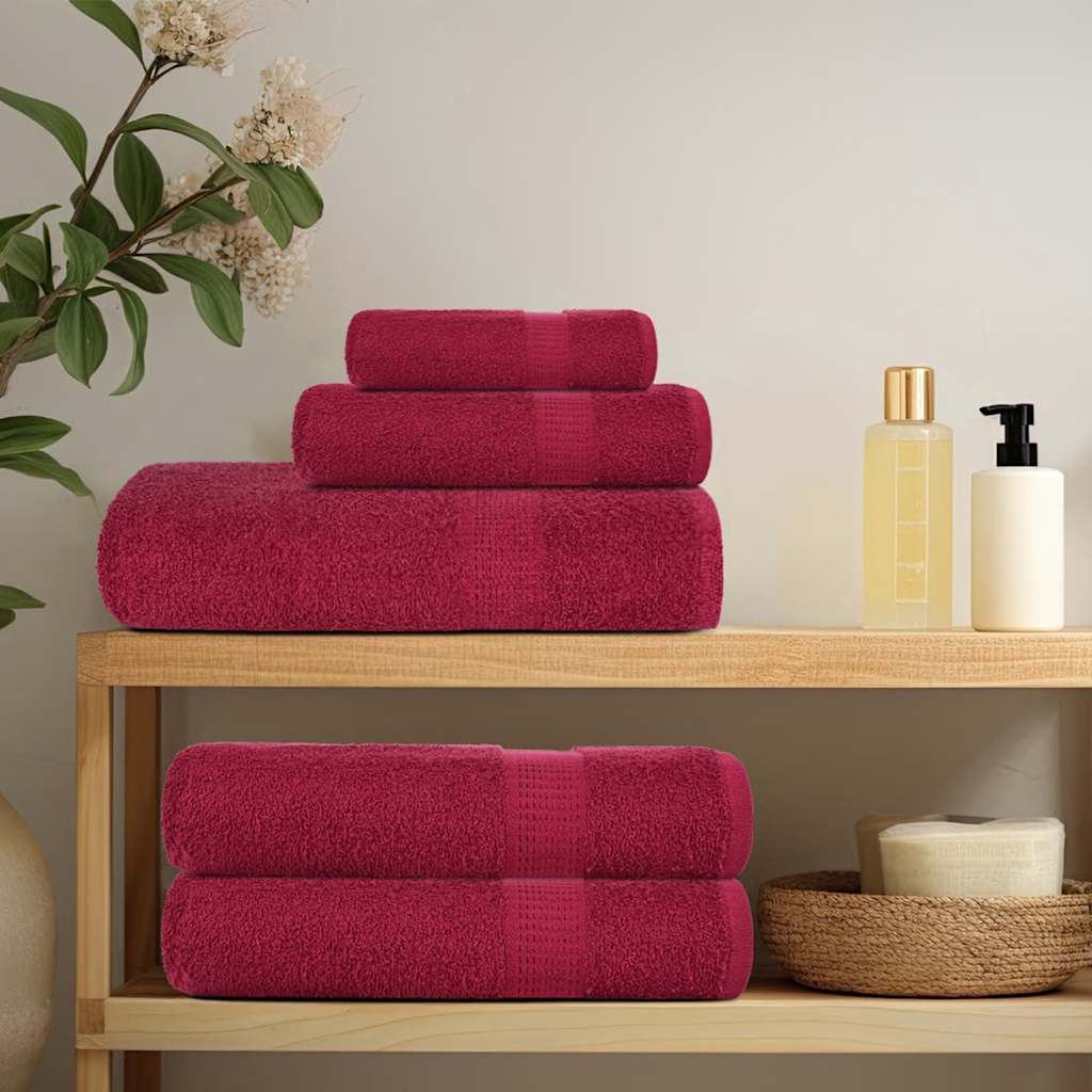 vidaXL Shower Towels "FROGN" 4 pcs Bordeaux 70x140 cm 360 gsm 3