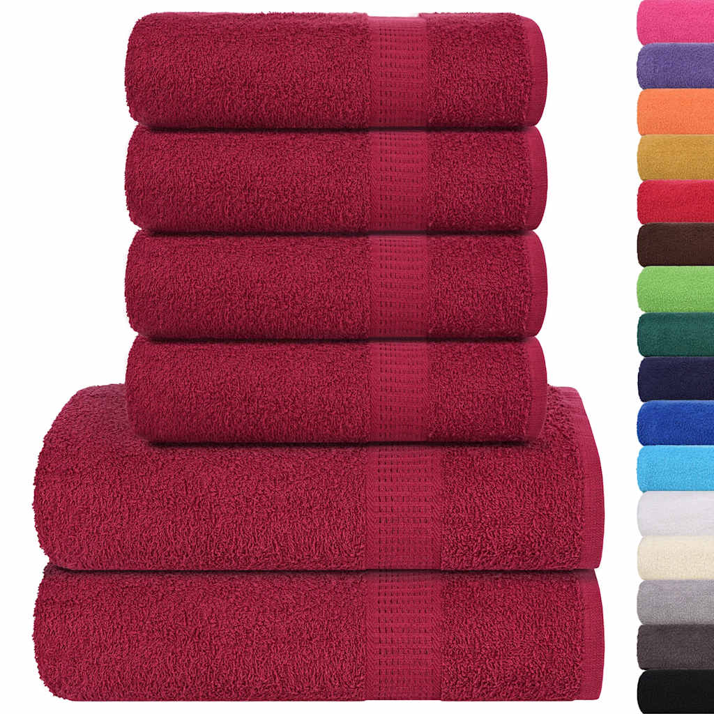 vidaXL 6 Piece Towel Set "FROGN" Bordeaux 360 gsm 2