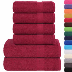 vidaXL 6 Piece Towel Set "FROGN" Bordeaux 360 gsm 2