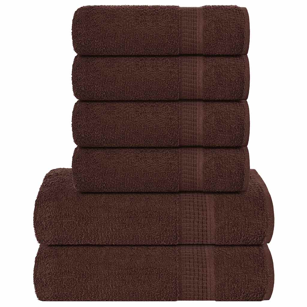 vidaXL 6 Piece Towel Set "FROGN" Brown 360 gsm 1