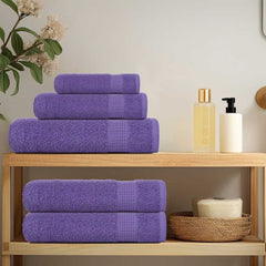 vidaXL 6 Piece Towel Set "FROGN" Purple 360 gsm 3