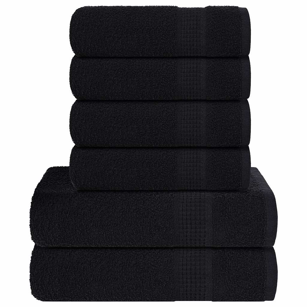 vidaXL 6 Piece Towel Set "FROGN" Black 360 gsm 1