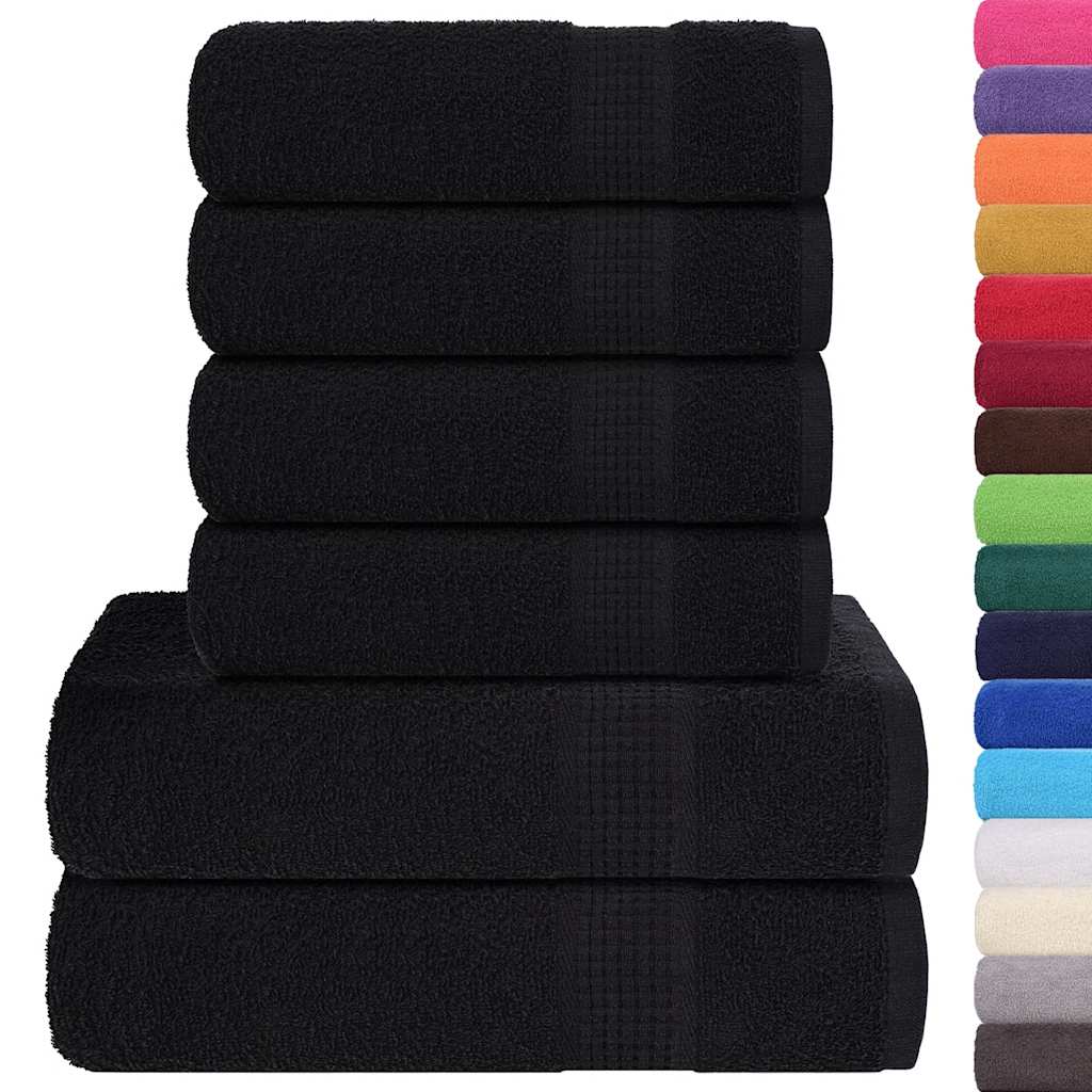 vidaXL 6 Piece Towel Set "FROGN" Black 360 gsm 2