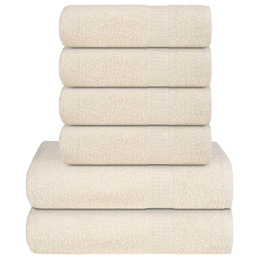 vidaXL 6 Piece Towel Set "FROGN" Cream 360 gsm 1