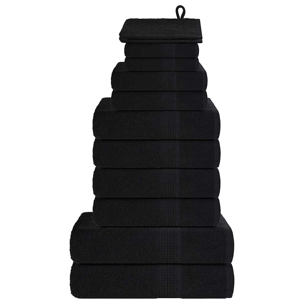 vidaXL 12 Piece Towel Set "FROGN" Black 360 gsm 1
