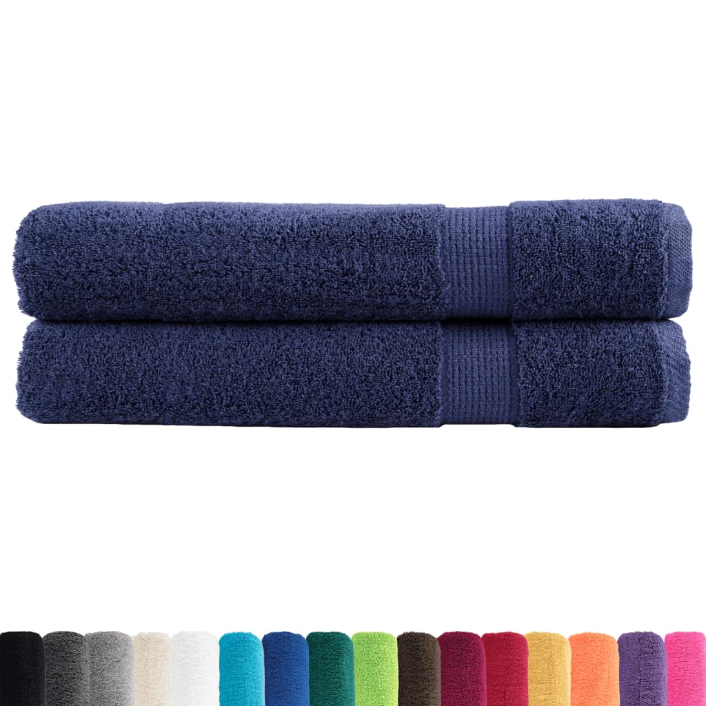 vidaXL Premium Towels "SOLUND" 2 pcs Navy Blue 100x200 cm 600 gsm 2
