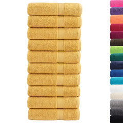 vidaXL Premium Hand Towels "SOLUND" 10 pcs Gold 50x100 cm 600 gsm 2