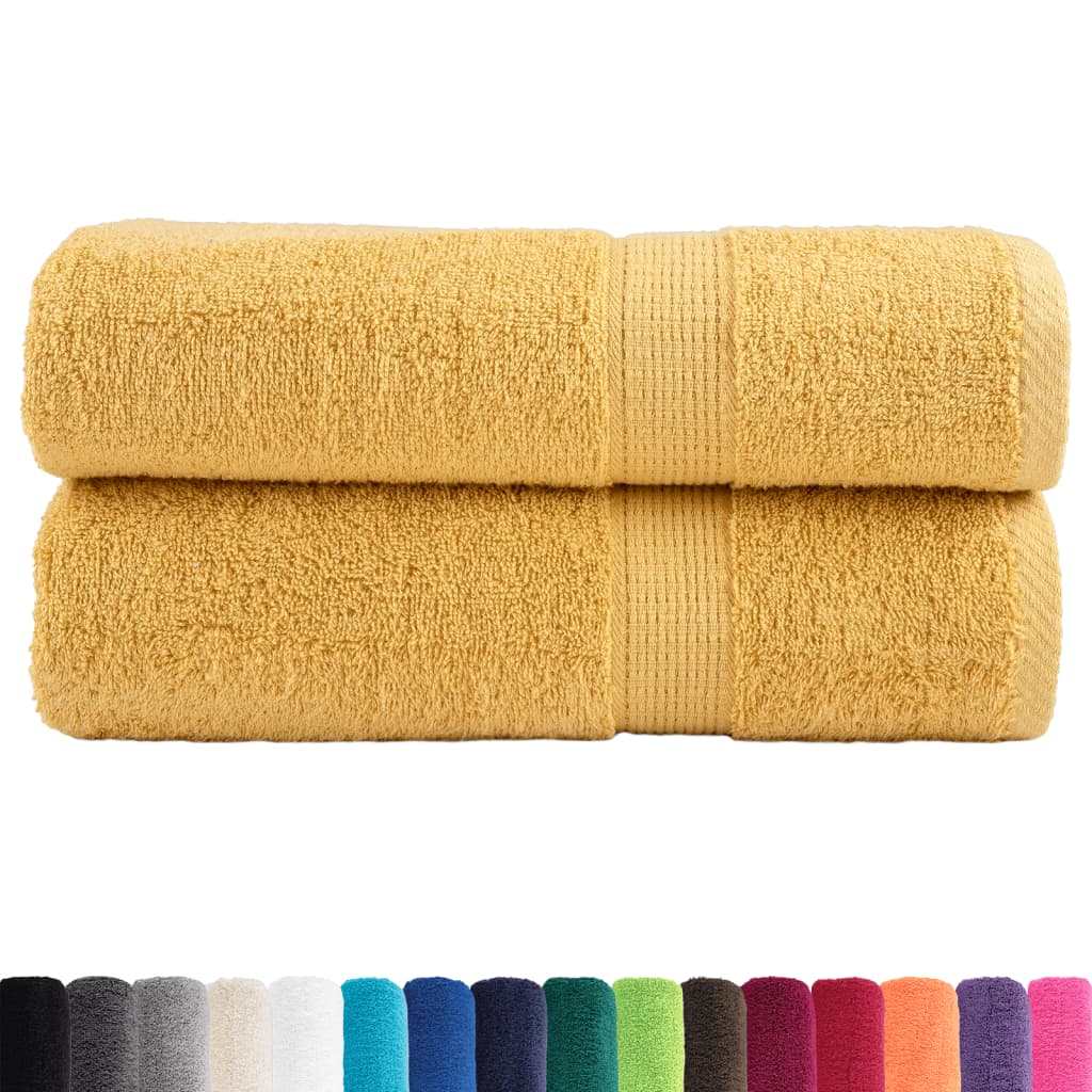 vidaXL Premium Bath Towels "SOLUND" 2 pcs Gold 100x150 cm 600 gsm 2