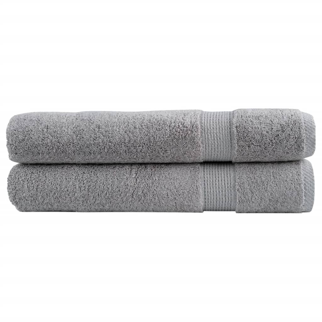 vidaXL Premium Towels "SOLUND" 2 pcs Grey 100x200 cm 600 gsm 1
