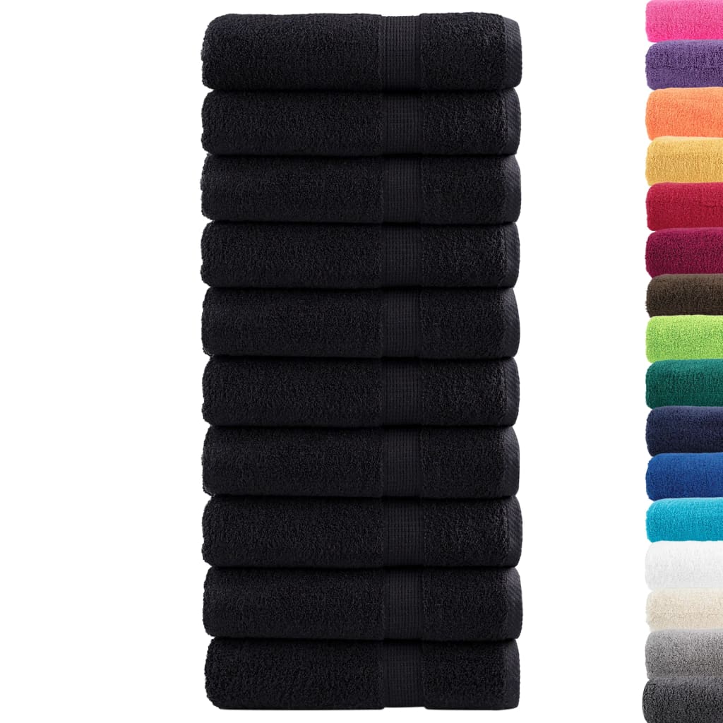 vidaXL Premium Hand Towels SOLUND 10 pcs Black 50x100 cm 600 gsm 2