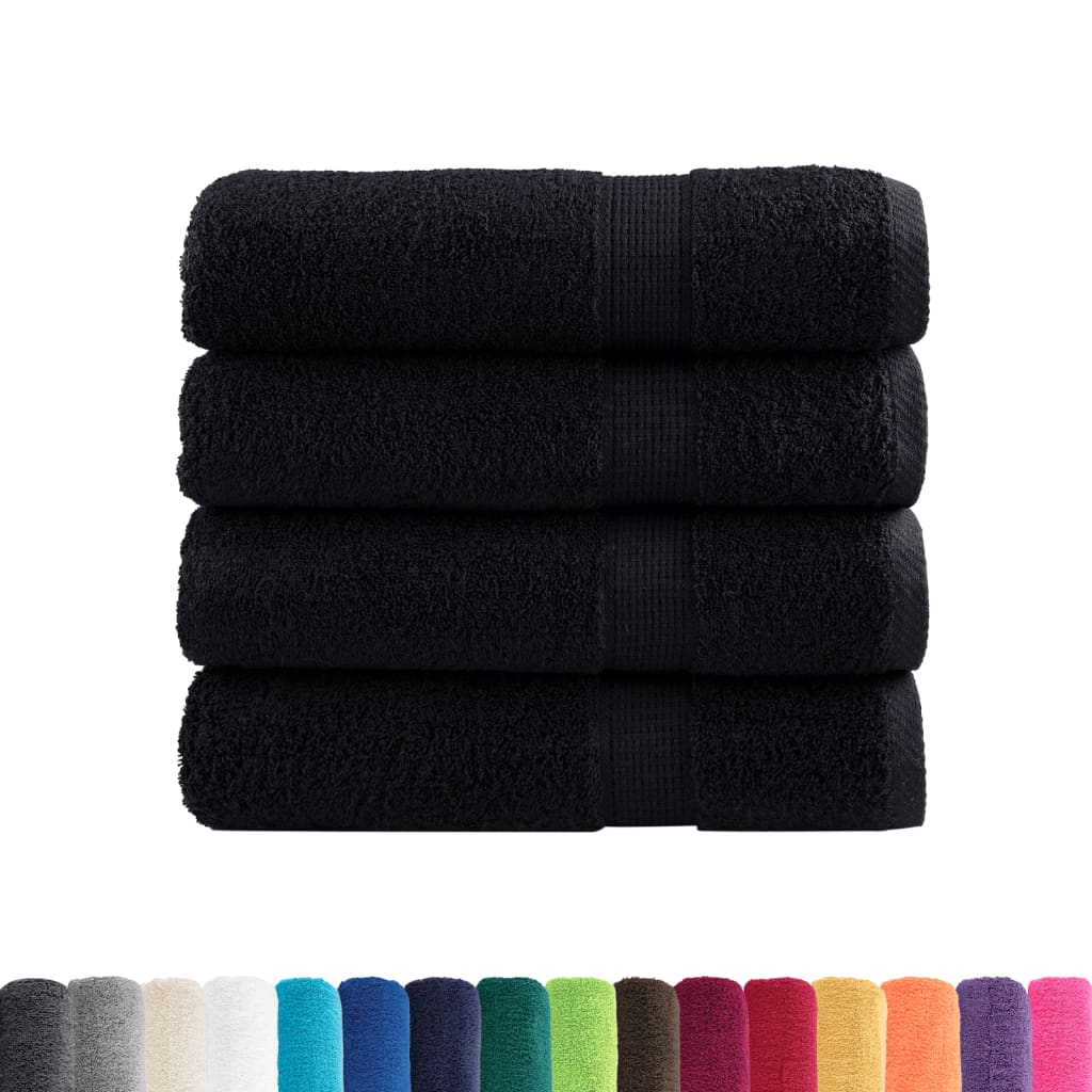 vidaXL Premium Bath Towels "SOLUND" 4 pcs Black 100x150 cm 600 gsm 2