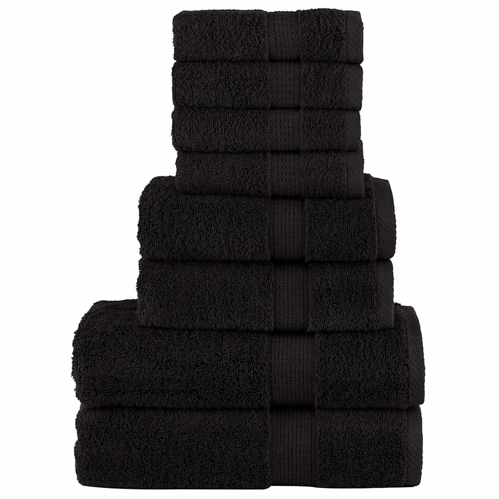 vidaXL 8 Piece Premium Towel Set SOLUND Black 600 gsm 1