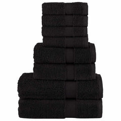 vidaXL 8 Piece Premium Towel Set SOLUND Black 600 gsm 1