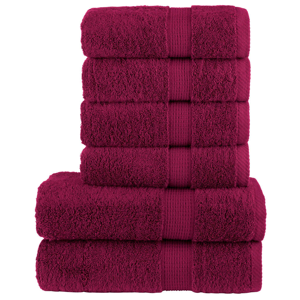 vidaXL 6 Piece Premium Towel Set SOLUND Bordeaux 600 gsm 1