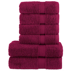 vidaXL 6 Piece Premium Towel Set SOLUND Bordeaux 600 gsm 1
