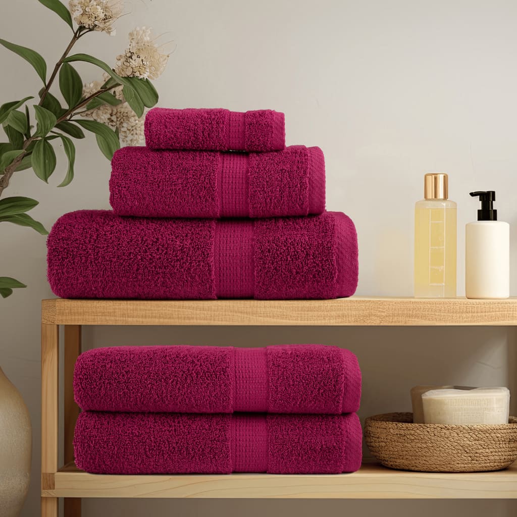 vidaXL 6 Piece Premium Towel Set SOLUND Bordeaux 600 gsm 3