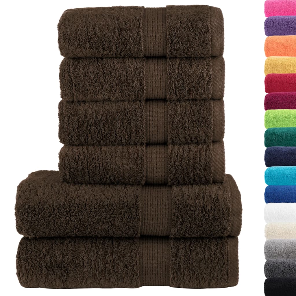 vidaXL 6 Piece Premium Towel Set SOLUND Brown 600 gsm 2