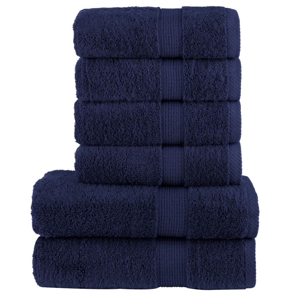vidaXL 6 Piece Premium Towel Set SOLUND Navy Blue 600 gsm 1