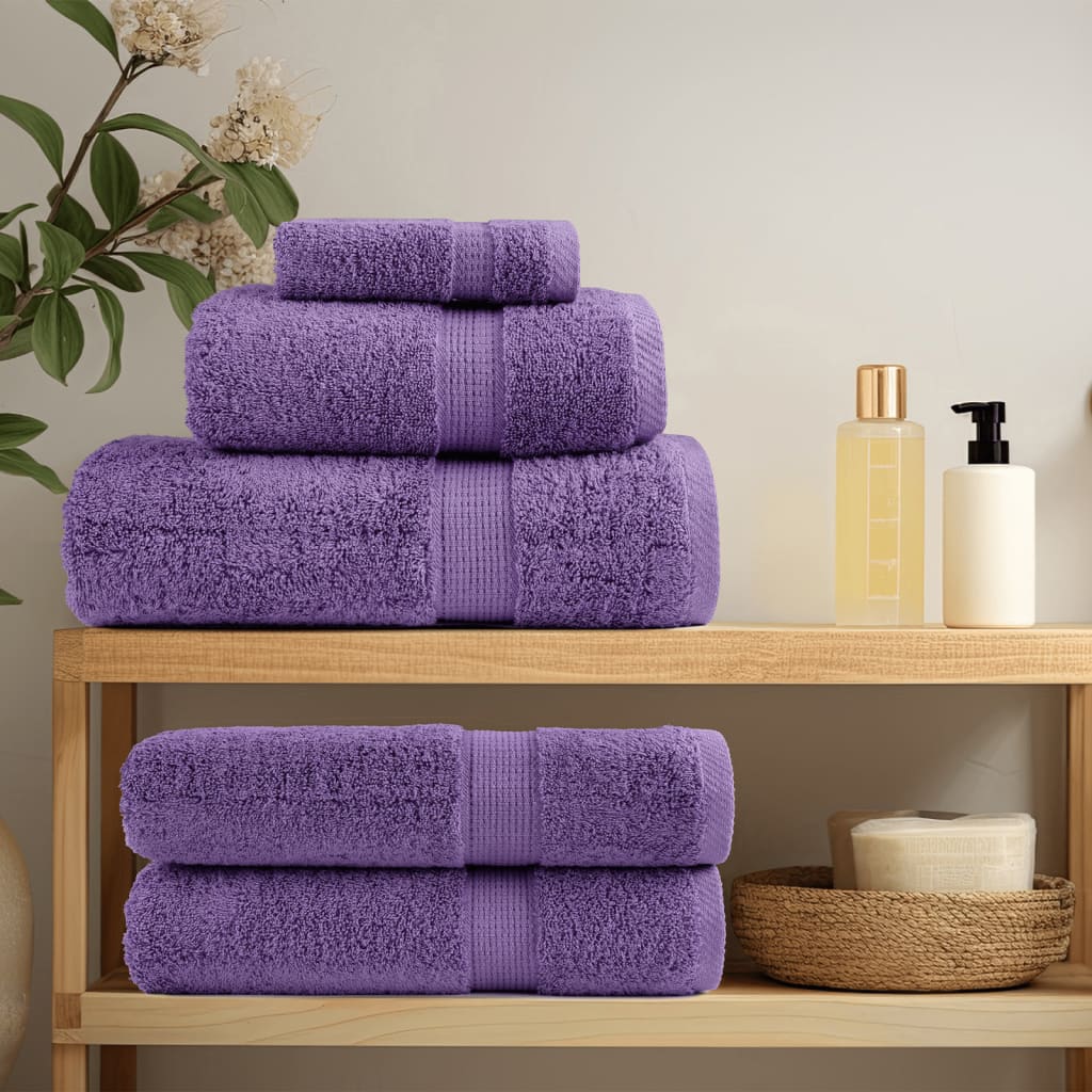 vidaXL 6 Piece Premium Towel Set SOLUND Purple 600 gsm 3