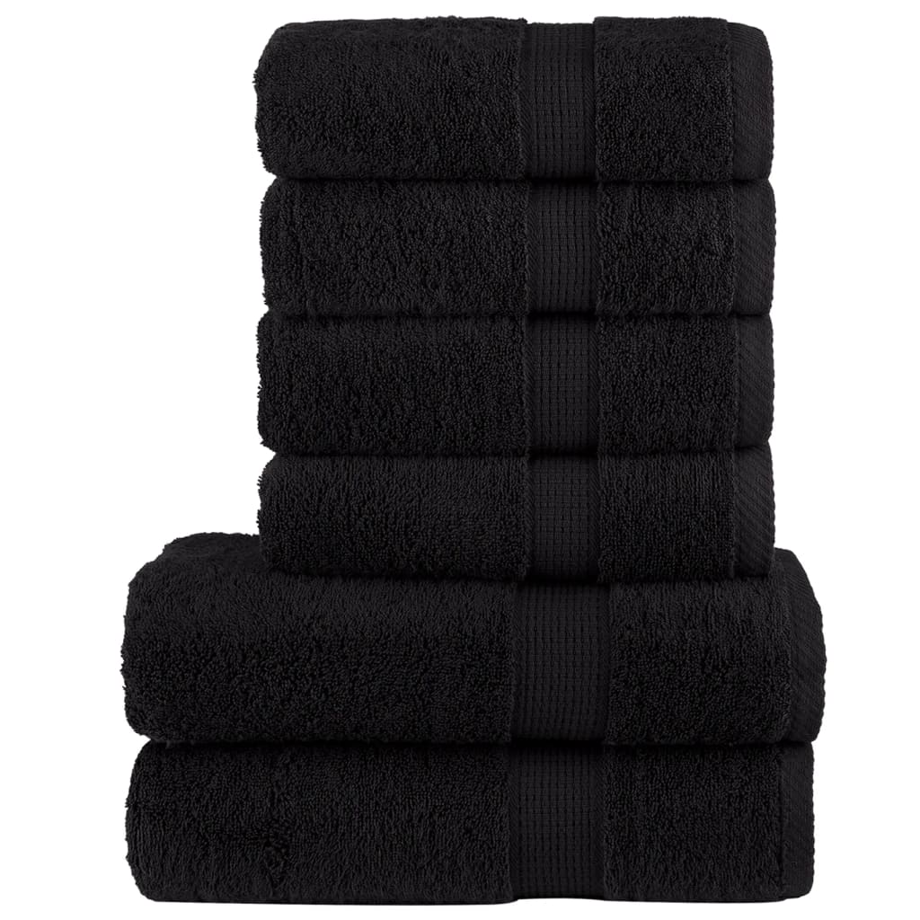 vidaXL 6 Piece Premium Towel Set SOLUND Black 600 gsm 1