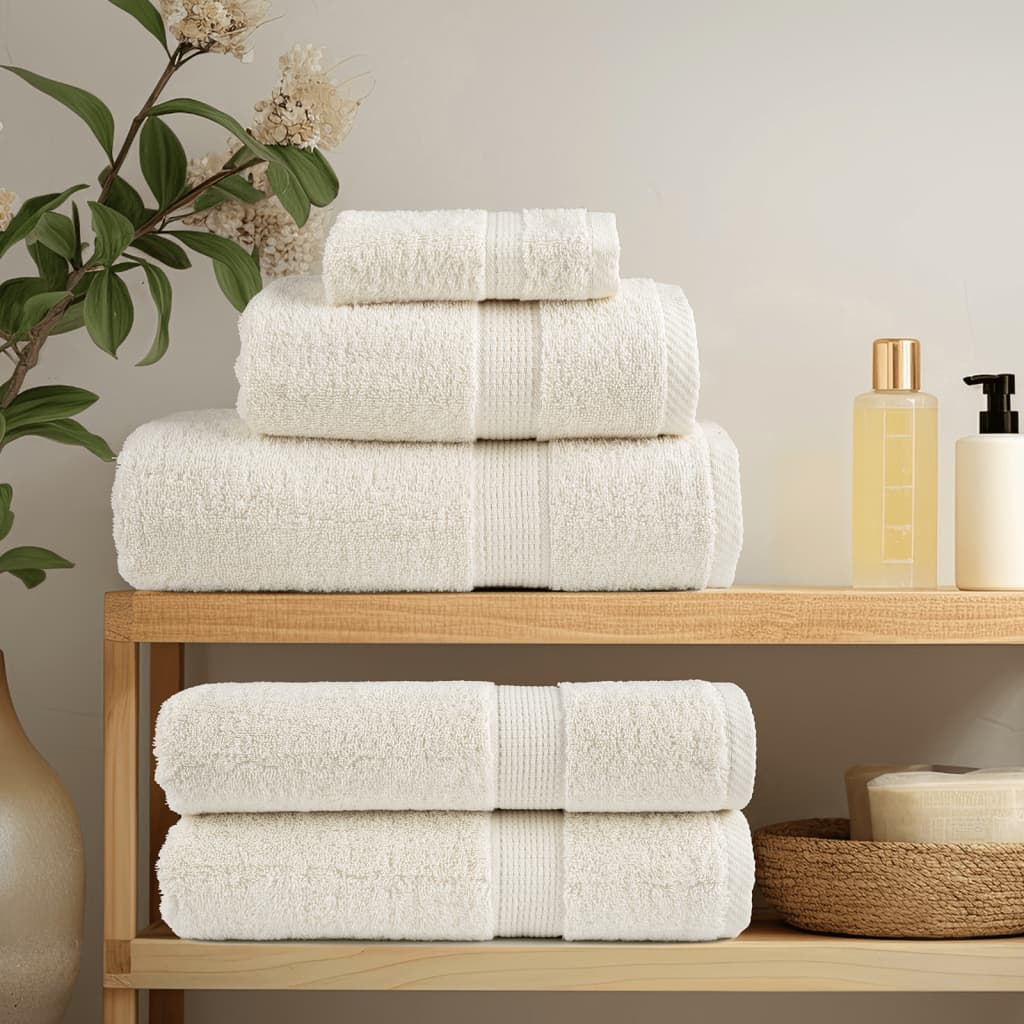 vidaXL 6 Piece Premium Towel Set SOLUND Cream 600 gsm 3