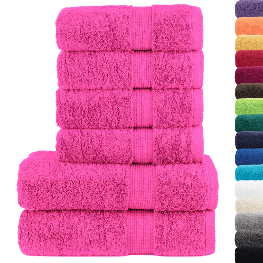 vidaXL 6 Piece Premium Towel Set SOLUND Pink 600 gsm 2
