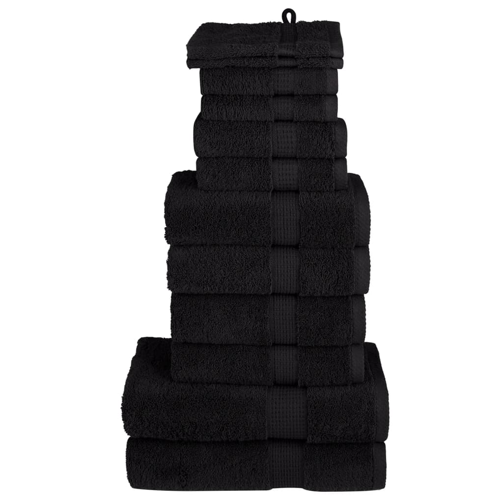 vidaXL 12 Piece Premium Towel Set SOLUND Black 600 gsm 1