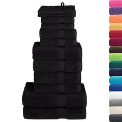 vidaXL 12 Piece Premium Towel Set SOLUND Black 600 gsm 2