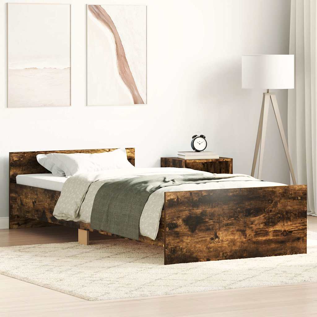Bed Frame without Mattress 90x190 cm Engineered Wood Smoked oak