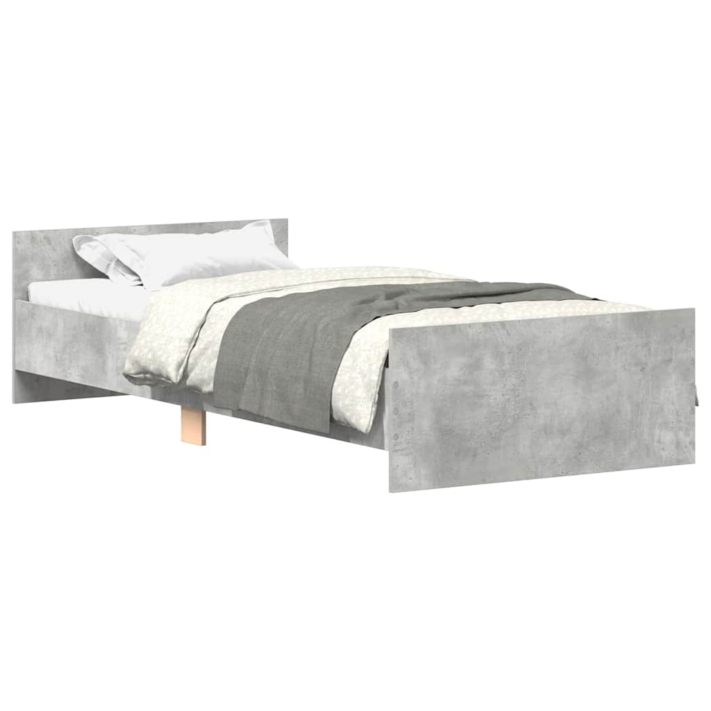 vidaXL Bed Frame without Mattress Concrete Grey 75x190 cm Small Single 2